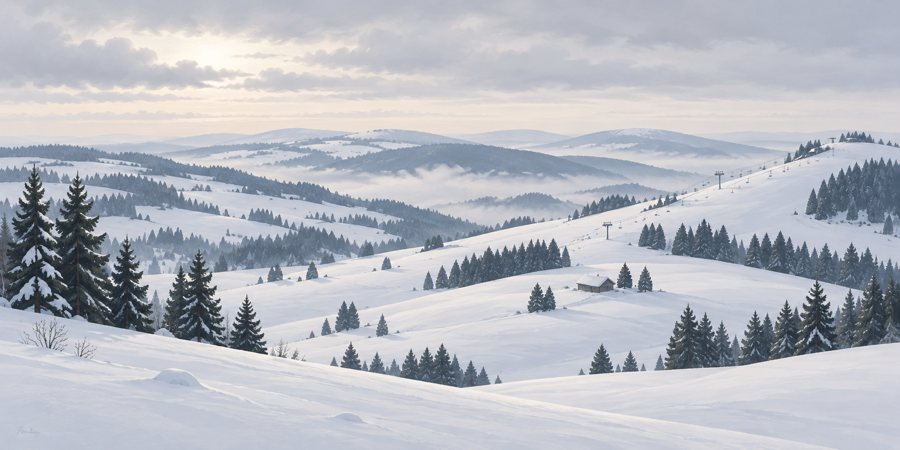 Illustrative Jura winter landscape