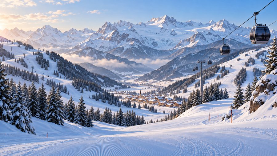Ski- & Gletscherwelt Zillertal 3000 – AI illustration