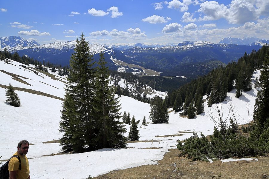 Winklmoosalm und Steinplatte von der Dürrnbachalm
