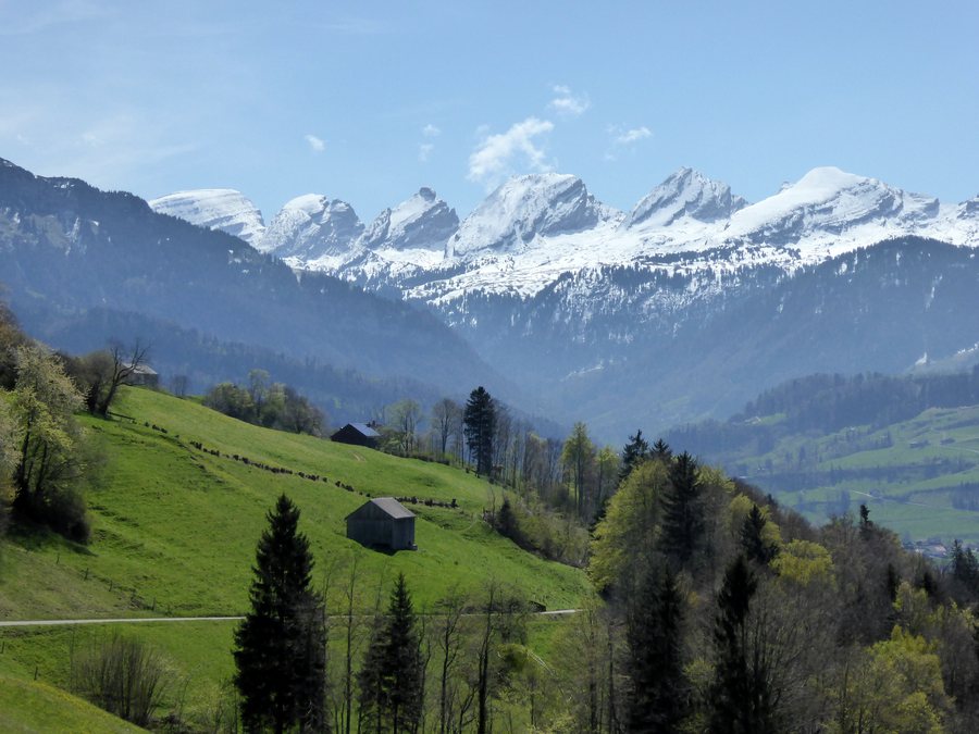 Churfirsten from Restaurant Sternen Bendel, Neu St. Johann