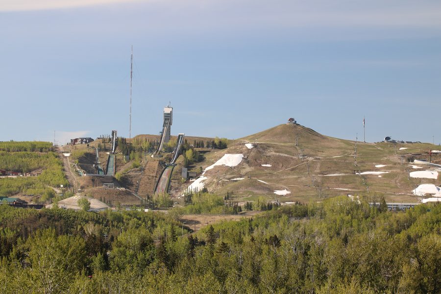 Canada Olympic Park in Calgary with the large ski jump tower used during the 1988 Winter Olympics