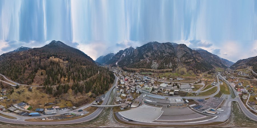 Sankt Niklaus im Wallis, 360-Grad-Aufnahme im März 2023