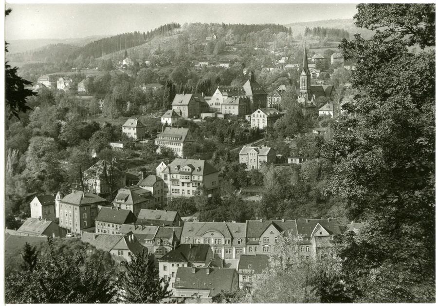 Historische Ansicht von Sebnitz vom Buchberg
