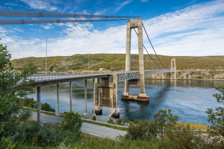 Kvalsund Bridge over Kvalsundet in Hammerfest municipality, Norway