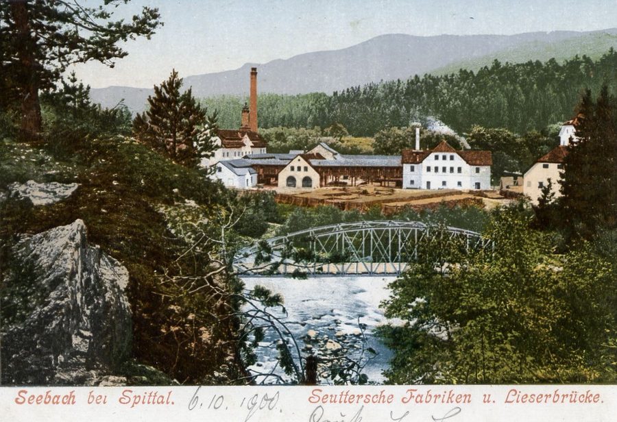 Historische Lieserbrücke bei Seeboden am Millstätter See um 1900