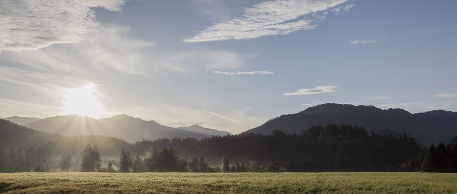 Ebene von Trin Mulin im Morgennebel