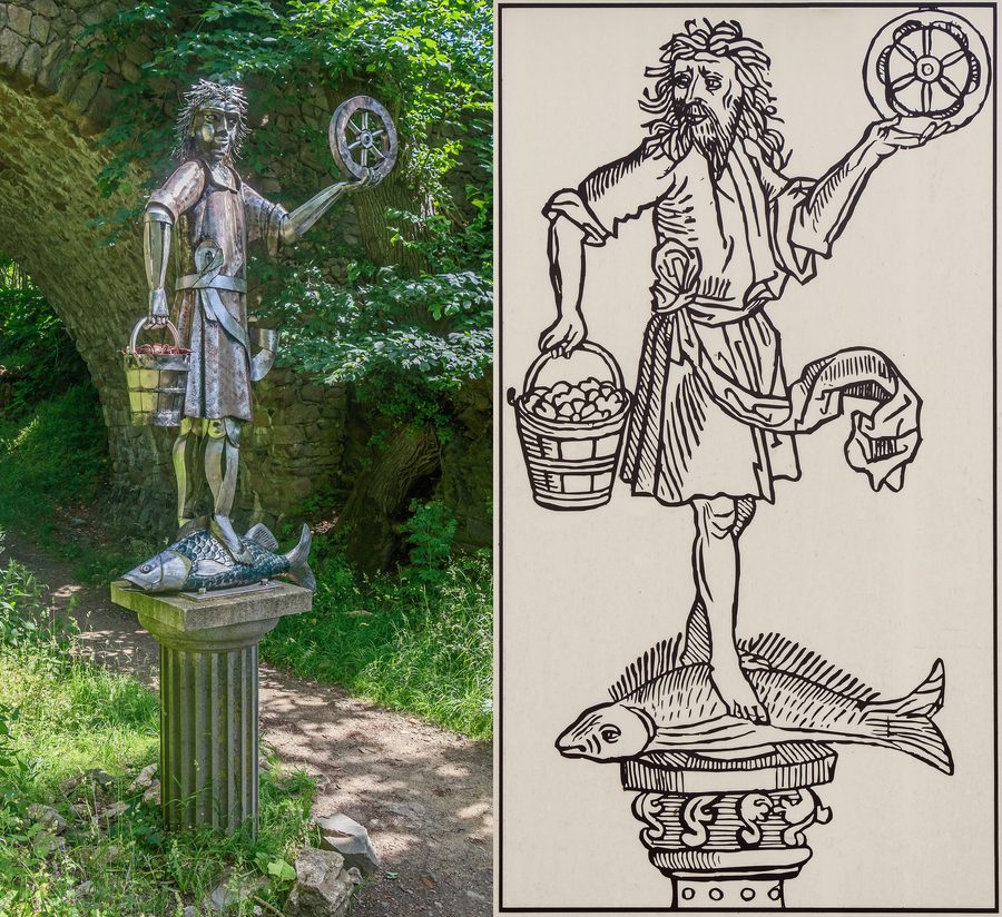 Krodo-Statue an der Harzburg auf dem Großen Burgberg bei Bad Harzburg