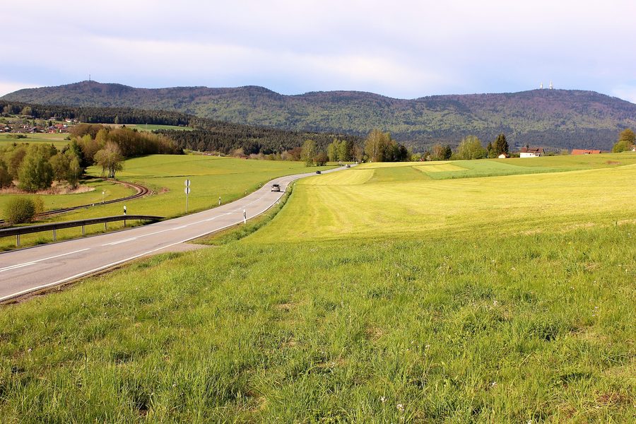 Blick auf den Bergrücken des Hohen Bogen von Grafenwiesen aus