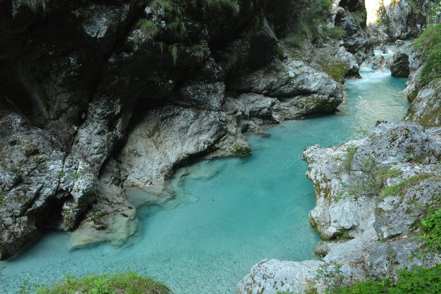 Türkisfarbene Tolminka in den Tolminer Schluchten bei Tolmin