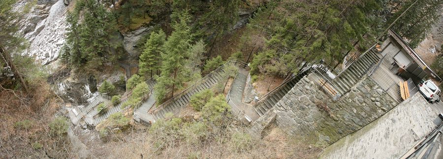 Descent into the Viamala Gorge near Thusis in Switzerland