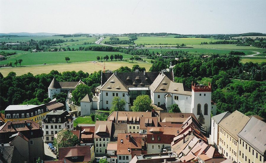 Ostseite der Ortenburg in Bautzen, gesehen vom Turm der St.-Petri-Kirche
