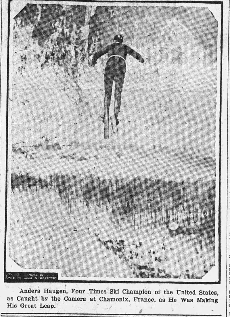 Historischer Skispringer bei den Olympischen Winterspielen 1924
